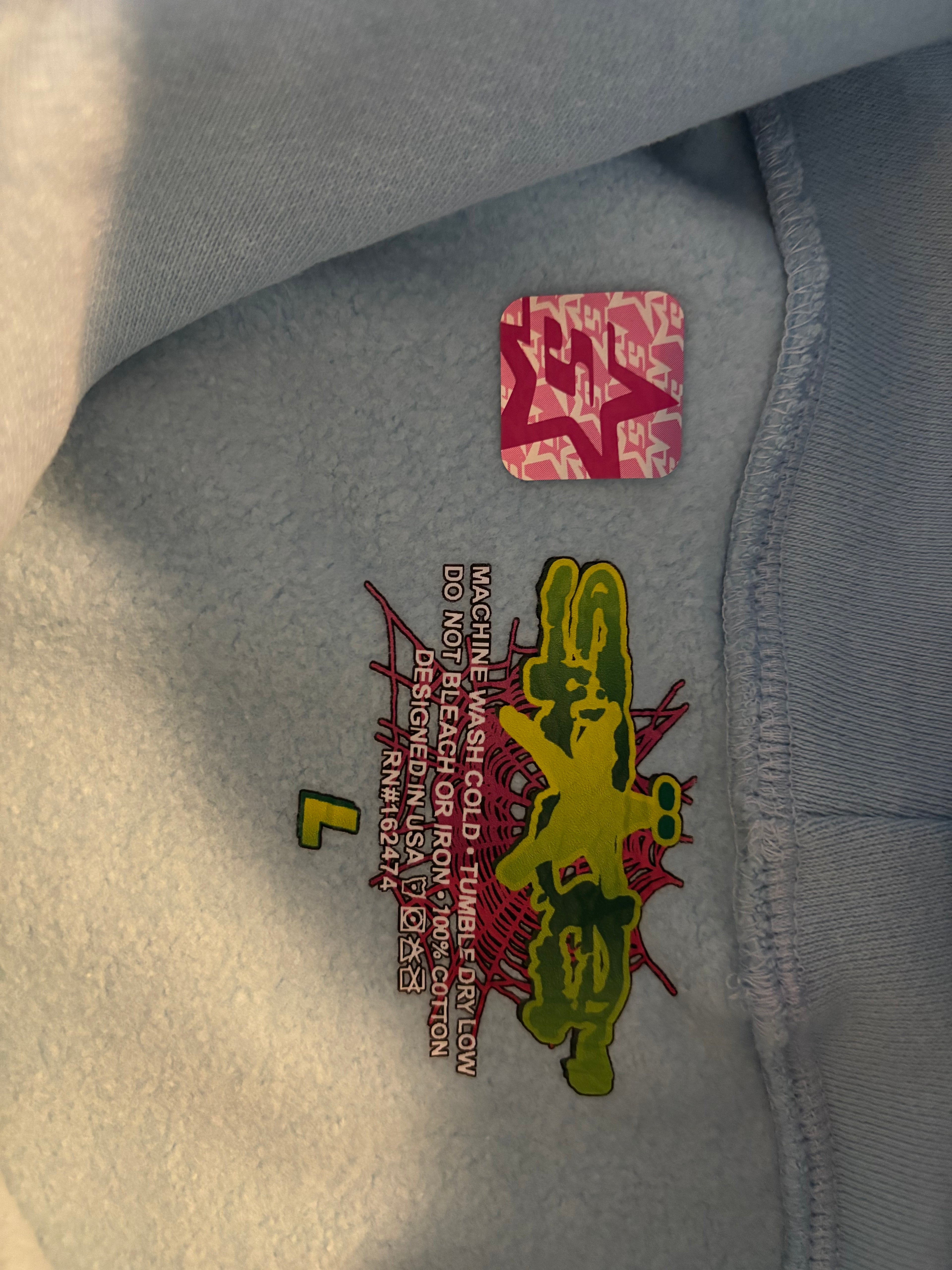 blue rhinestone Sp5der hoodie